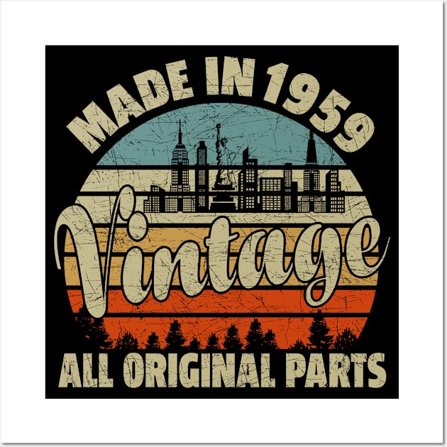 Vintage All Original Parts Made In 1959 62nd Birthday Wall Art by Salimkaxdew